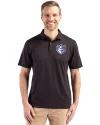 Saint Louis Billikens Cutter & Buck Coastline Epic Comfort Recycled Mens Polo Black Front Thumbnail Image