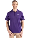 NYU Violets Cutter & Buck Coastline Epic Comfort Recycled Mens Polo College Purple Front Thumbnail Image