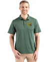 View image 10: Green Bay Packers NFL Helmet Cutter & Buck Coastline Recycled Double Peached Mens Polo Hunter Green Front