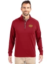 Midwestern State Mustangs Cutter & Buck Adapt Eco Knit Stretch Recycled Mens Quarter Zip Pullover Cardinal Red Front Thumbnail Image