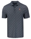 Oklahoma State Cowboys Wrestling Pete Cutter & Buck Pike Eco Pebble Print Stretch Recycled Mens Polo Black/White Mannequin Thumbnail Image
