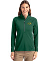 NDSU Bison Cutter & Buck Adapt Eco Knit Stretch Recycled Womens Half Zip Pullover Hunter Green Front Thumbnail Image