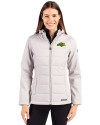 NDSU Bison Cutter & Buck Evoke Hybrid Softshell Recycled Full Zip Womens Hooded Jacket CONCRETE Front Thumbnail Image