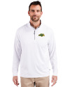NDSU Bison Cutter & Buck Adapt Eco Knit Stretch Recycled Mens Quarter Zip Pullover White Front Thumbnail Image