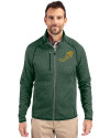 NDSU Bison Vintage Cutter & Buck Mainsail Sweater-Knit Mens Full Zip Jacket Hunter Heather Front Thumbnail Image