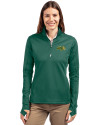 NDSU Bison Cutter & Buck Traverse Stretch Eco Quarter Zip Womens Pullover Hunter Green Front Thumbnail Image