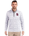 St. Louis Cardinals Cutter & Buck Traverse Stretch Eco Camo Print Quarter Zip Mens Big and Tall Pullover Charcoal Front Thumbnail Image