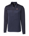 Carolina Panthers Americana Cutter & Buck Traverse Stretch Eco Stripe Quarter Zip Mens Big and Tall Pullover Liberty Navy Mannequin Thumbnail Image