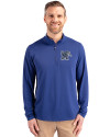 Memphis Tigers Cutter & Buck Virtue Eco Pique Recycled Quarter Zip Mens Big & Tall Pullover Tour Blue Front Thumbnail Image