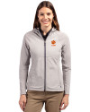 Clemson Tigers Alumni Cutter & Buck Adapt Eco Knit Hybrid Recycled Womens Full Zip Jacket Polished Medium Gray Front Thumbnail Image