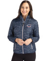 Cincinnati Reds Stars & Stripes Cutter & Buck Rainier PrimaLoft® Womens Eco Insulated Full Zip Printed Puffer Jacket Dark Navy Front Thumbnail Image