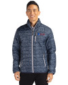 Fairleigh Dickinson Knights Cutter & Buck Rainier PrimaLoft® Mens Eco Insulated Full Zip Printed Puffer Jacket Dark Navy Front Thumbnail Image