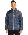 Cleveland Indians Cooperstown Cutter & Buck Rainier PrimaLoft® Mens Eco Insulated Full Zip Printed Puffer Jacket Dark Navy Front Thumbnail Image