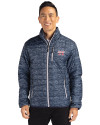 Los Angeles Dodgers Stars & Stripes Cutter & Buck Rainier PrimaLoft® Mens Eco Insulated Full Zip Printed Puffer Jacket Dark Navy Front Thumbnail Image