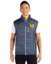 Michigan Wolverines Alumni Cutter & Buck Rainier PrimaLoft® Mens Eco Insulated Full Zip Printed Puffer Vest Dark Navy Front Thumbnail Image