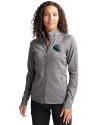 Philadelphia Eagles NFL Helmet Cutter & Buck Adapt Eco Knit Heather Recycled Womens Full Zip Black Heather Front Thumbnail Image