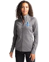 Detroit Lions Historic Cutter & Buck Adapt Recycled Soft Knit Stretch Womens Heathered Full Zip Jacket Black Heather Front Thumbnail Image