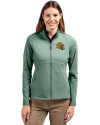Green Bay Packers NFL Helmet Cutter & Buck Adapt Eco Knit Heather Recycled Womens Full Zip Hunter Heather Front Thumbnail Image