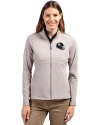 Pittsburgh Steelers NFL Helmet Cutter & Buck Adapt Eco Knit Heather Recycled Womens Full Zip Polished Heather Front Thumbnail Image