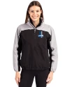 Detroit Lions Historic Cutter & Buck Charter Eco Recycled Womens Anorak Jacket Black/Polished Front Thumbnail Image