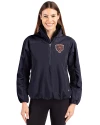 View image 1: Chicago Bears Historic Cutter & Buck Charter Recycled Packable Womens Half Zip Anorak Jacket Navy Blue Front