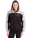 Los Angeles Rams NFL Helmet Cutter & Buck Charter Eco Recycled Womens Anorak Jacket Black/Polished Front Thumbnail Image