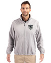 Las Vegas Raiders Historic Cutter & Buck Charter Eco Recycled Mens Full-Zip Jacket Polished Medium Gray Front Thumbnail Image