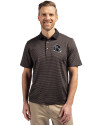 Atlanta Falcons NFL Helmet Cutter & Buck Virtue Eco Pique Micro Stripe Recycled Mens Polo Black/Elemental Grey Front Thumbnail Image