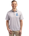 Detroit Lions Historic Cutter & Buck Virtue Eco Pique Micro Stripe Recycled Mens Polo Polished/White Front Thumbnail Image