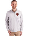 Chicago Bears Historic Cutter & Buck Virtue Eco Pique Micro Stripe Recycled Mens Big & Tall Quarter Zip Polished/White Front Thumbnail Image