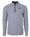 New England Patriots NFL Helmet Cutter & Buck Virtue Eco Pique Micro Stripe Recycled Mens Big & Tall Quarter Zip Navy Blue/White Mannequin Thumbnail Image