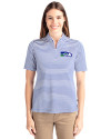 View image 4: Seattle Seahawks Historic Cutter & Buck Virtue Recycled Stripe Featherlight Pique Womens Half Zip Tour Blue Front