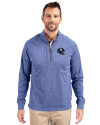 New York Giants NFL Helmet Cutter & Buck Adapt Eco Knit Heather Mens Big & Tall Quarter Zip Pullover Tour Blue Heather Front Thumbnail Image