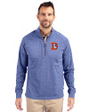 Denver Broncos Historic Cutter & Buck Adapt Eco Knit Heather Mens Big & Tall Quarter Zip Pullover Tour Blue Heather Front Thumbnail Image