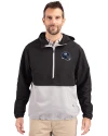 New York Giants NFL Helmet Cutter & Buck Charter Eco Recycled Mens Anorak Jacket Black/Polished Front Thumbnail Image
