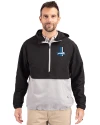 Detroit Lions Historic Cutter & Buck Charter Eco Recycled Mens Anorak Jacket Black/Polished Front Thumbnail Image