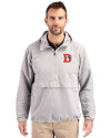 Denver Broncos Historic Cutter & Buck Charter Recycled Packable Mens Half Zip Anorak Jacket Polished Medium Gray Front Thumbnail Image