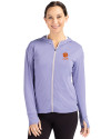 Clemson Tigers Alumni Cutter & Buck Daybreak Eco Recycled Womens Full Zip Hoodie Hyacinth Front Thumbnail Image