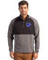 Memphis Tigers Cutter & Buck Adapt Eco Knit Hybrid Recycled Mens Quarter Zip Black Heather/Black Front Thumbnail Image