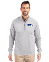 Seattle Seahawks Historic Cutter & Buck Adapt Recycled Soft Knit Stretch Mens Heathered Quarter Zip Pullover  Polished Heather Front Thumbnail Image