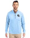 Carolina Panthers NFL Helmet Cutter & Buck Adapt Eco Knit Heather Mens Quarter Zip Pullover Atlas Heather Front Thumbnail Image
