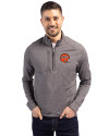 Cincinnati Bengals Historic Cutter & Buck Adapt Recycled Soft Knit Stretch Mens Heathered Quarter Zip Pullover  Black Heather Front Thumbnail Image