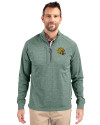 Green Bay Packers NFL Helmet Cutter & Buck Adapt Eco Knit Heather Mens Quarter Zip Pullover Hunter Heather Front Thumbnail Image