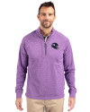 Minnesota Vikings NFL Helmet Cutter & Buck Adapt Eco Knit Heather Mens Quarter Zip Pullover College Purple Heather Front Thumbnail Image