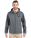 Army Black Knights Cutter & Buck Evoke Hybrid Softshell Recycled Full Zip Mens Hooded Jacket Elemental Grey Front Thumbnail Image