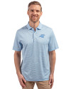 Carolina Panthers Mono Cutter & Buck Forge Eco Double Stripe Stretch Recycled Mens Polo Atlas/White Front Thumbnail Image