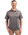 Carolina Panthers Mono Cutter & Buck Forge Eco Stretch Recycled Mens Polo Elemental Grey Front Thumbnail Image