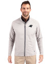 Carolina Panthers Mono Cutter & Buck Adapt Eco Knit Hybrid Recycled Mens Big & Tall Full Zip Jacket Polished Medium Gray Front Thumbnail Image