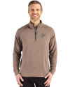 Atlanta Falcons Mono Cutter & Buck Adapt Eco Knit Stretch Recycled Mens Quarter Zip Pullover Mushroom Front Thumbnail Image