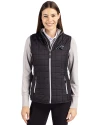 Carolina Panthers Mono Cutter & Buck Rainier PrimaLoft® Womens Eco Insulated Full Zip Puffer Vest Black Front Thumbnail Image